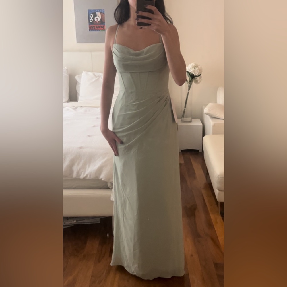 Azazie Mai Dress in Dusty Sage